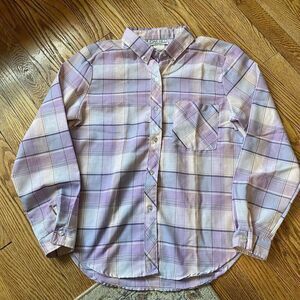 VTG LADY OAK HILL USA Medium Purple Plaid Preppy COTTON BUTTON UP SHIRT BLOUSE